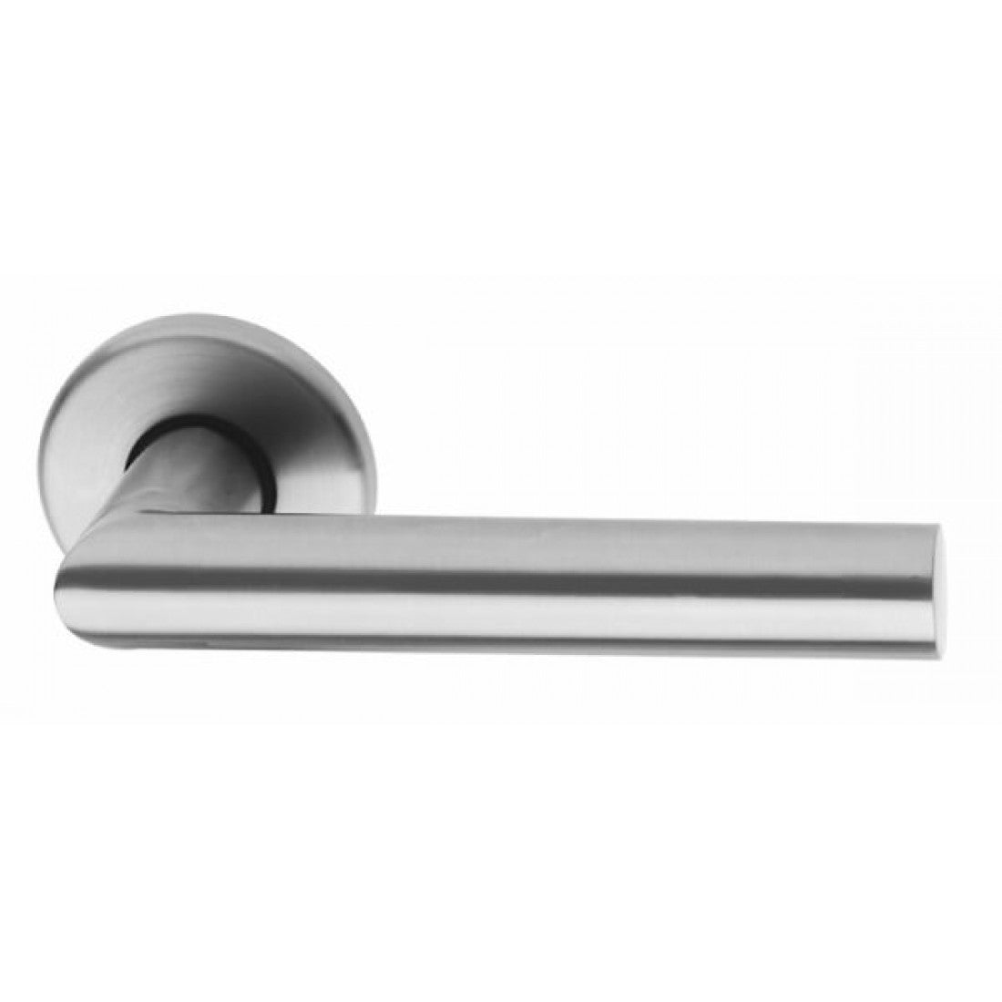 Deurklink "Alba" RVS op rond rozet 50mm geborsteld RVS
