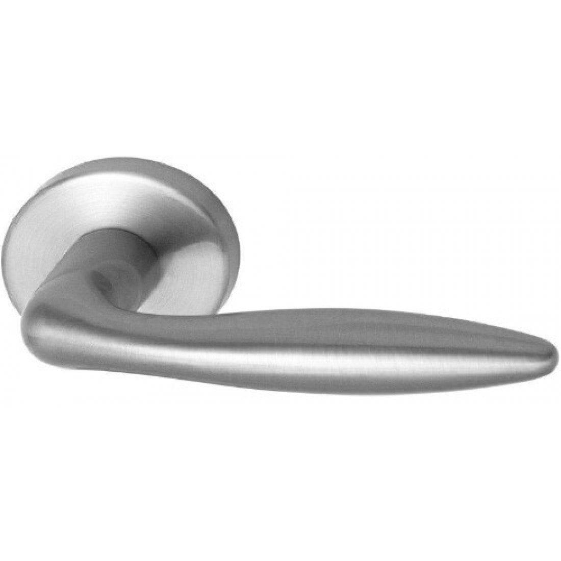 Deurklink "Arena" RVS op rond rozet 50mm, geborsteld RVS