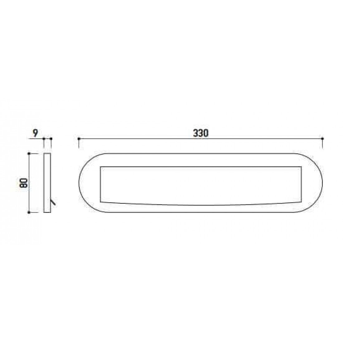 Briefplaat ovaal 330mm RVS