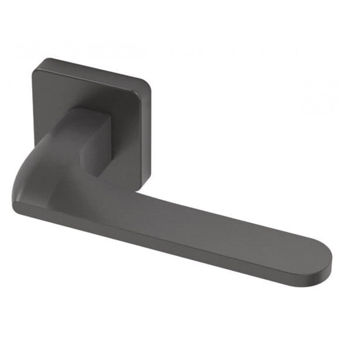 Deurklink "Cloe" op vierkant rozet 52mm BIOV coating + CLAQ montage systeem Black Pearl