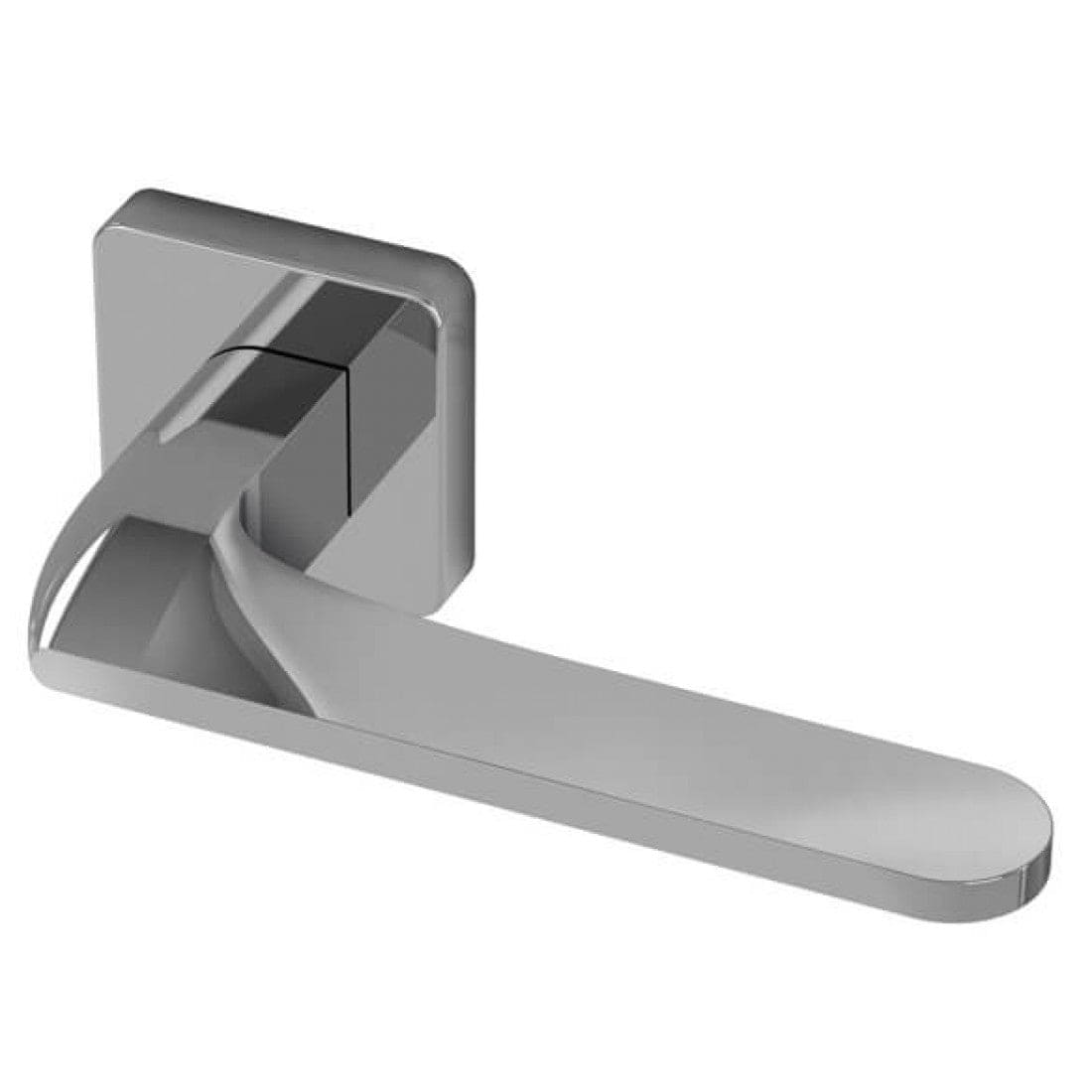 Deurklink "Cloe" op vierkant rozet 52mm CLAQ montage systeem Chroom
