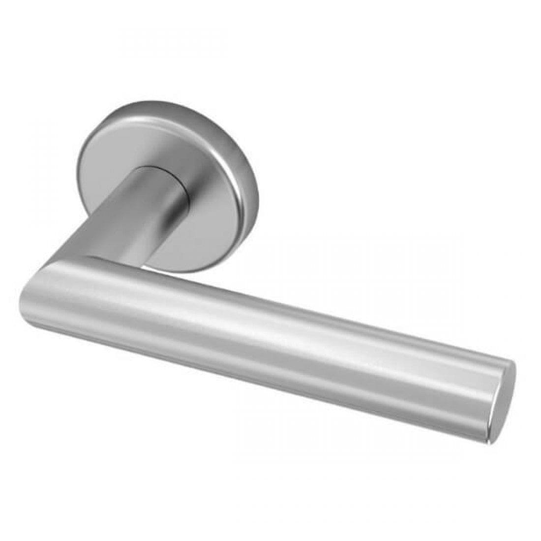 Deurklink "Fasano" op rond rozet 52mm met CLAQ montage systeem RVS 304