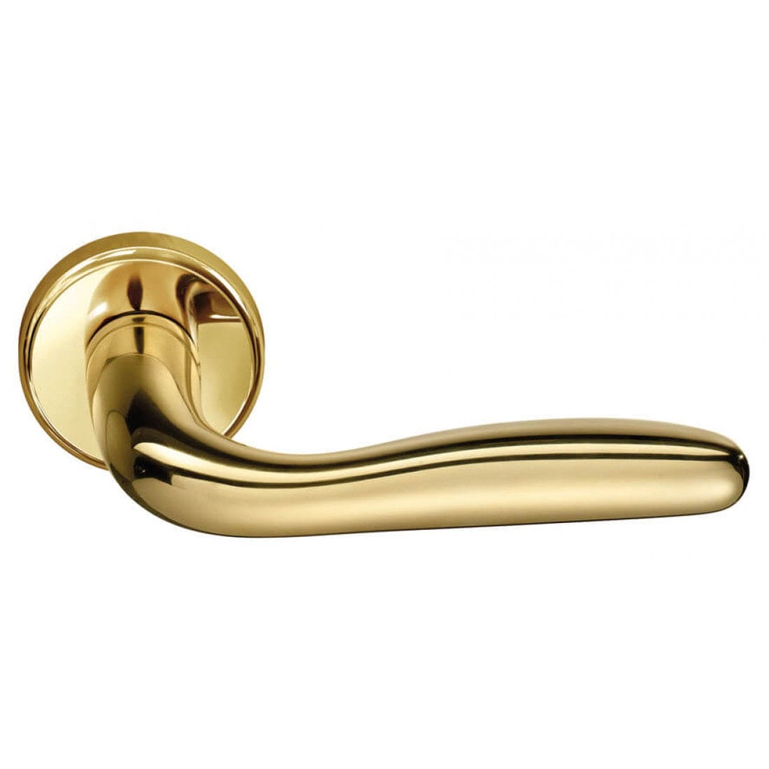 Deurklink "Geo" op rond rozet 52mm BIOV coating + CLAQ montage systeem Gold