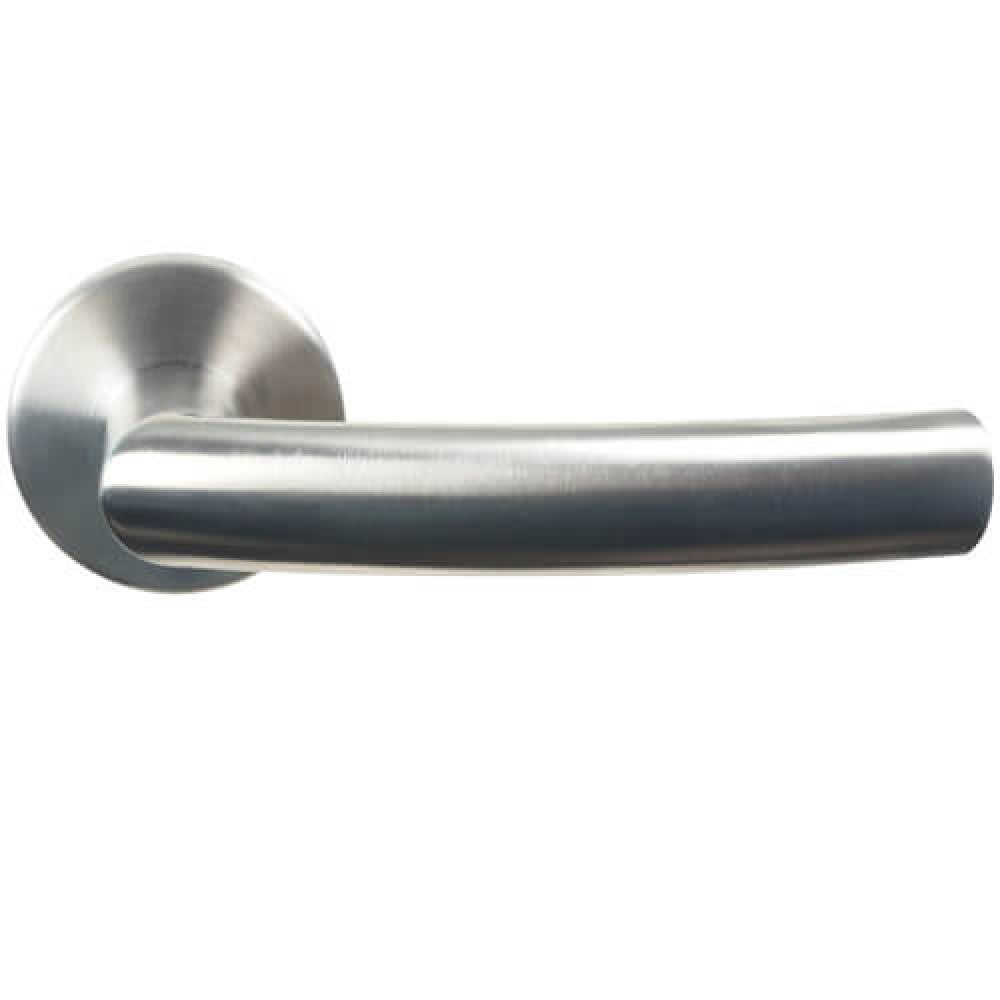 Deurklink "Katy" op rond rozet 50mm RVS geborsteld