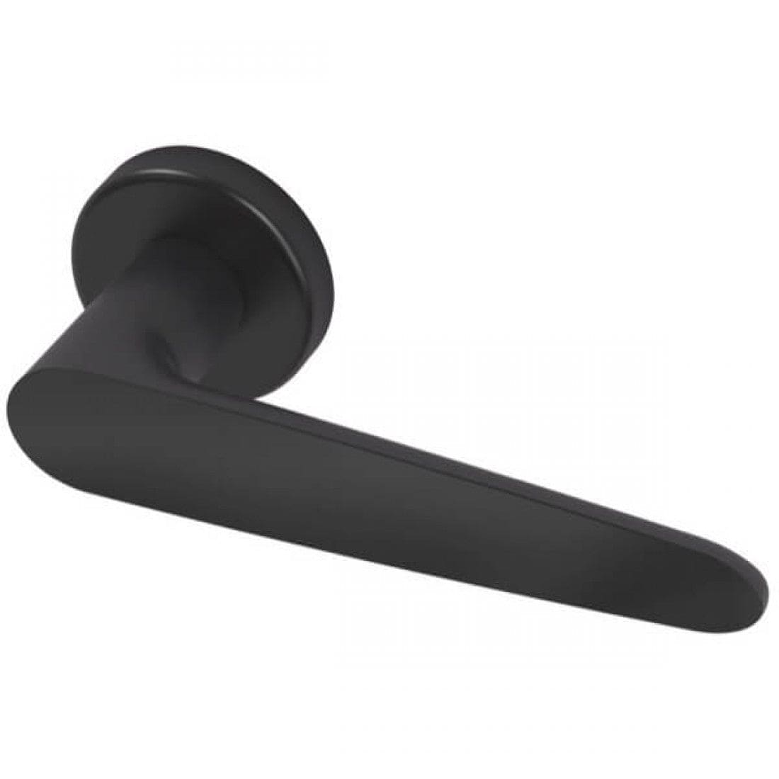 Deurklink "O" op rond rozet 52mm BIOV coating + CLAQ montage systeem Black Pearl