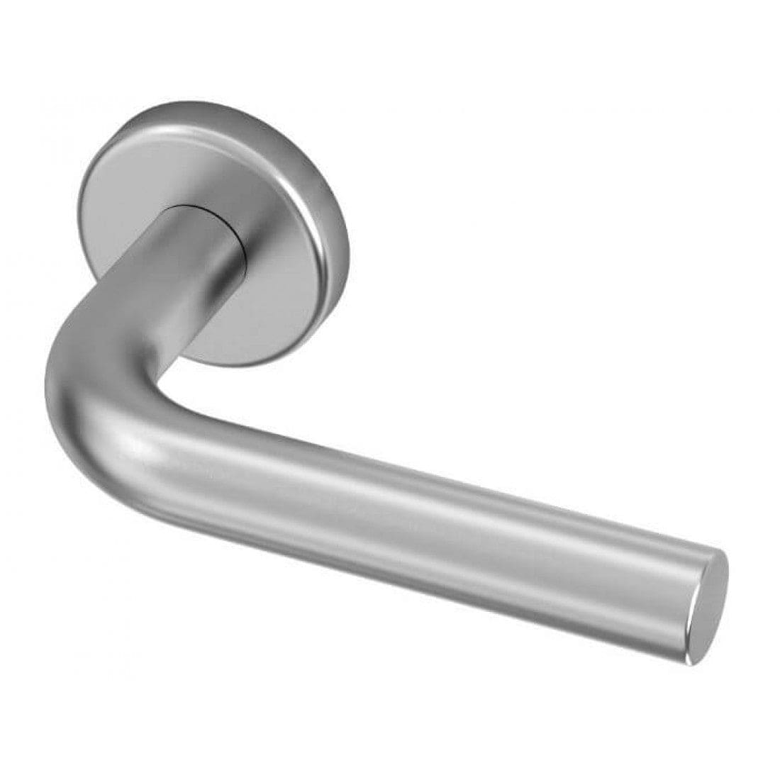 Deurklink "Riva" op rond rozet 52mm met CLAQ montage systeem RVS 304