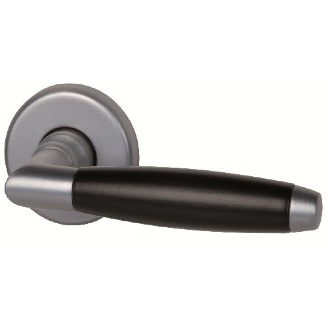 Deurklink "Ton" Mat Chroom jaren 30 Beuken gelakt op rond 55mm rozet