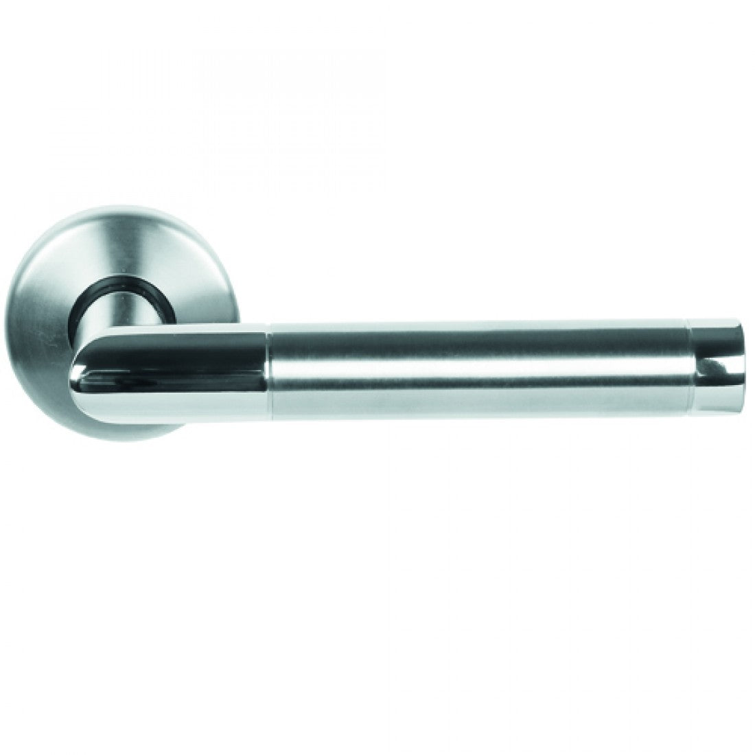 Deurklink "Tina" Gepolijst RVS op rond rozet 50mm