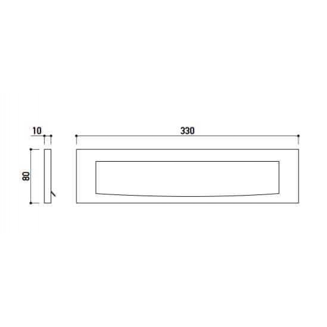 Briefplaat recht 330x80mm RVS