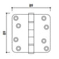 3x Scharnier RVS 89x89mm mat zwart