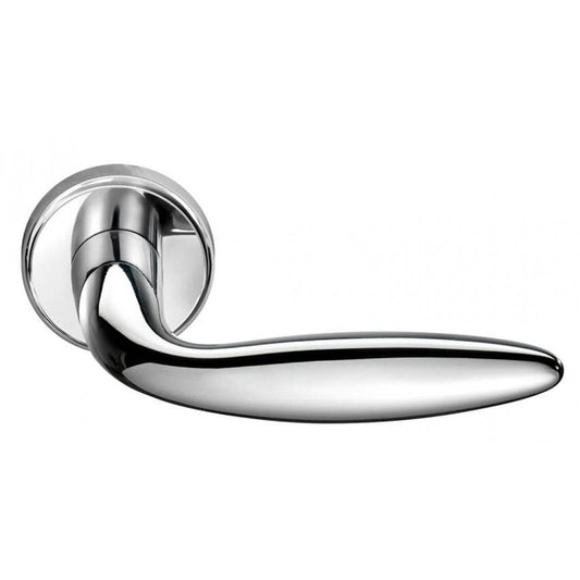 Deurklink "Dodo" op rond rozet 52mm BIOV coating + CLAQ montage systeem Crystal