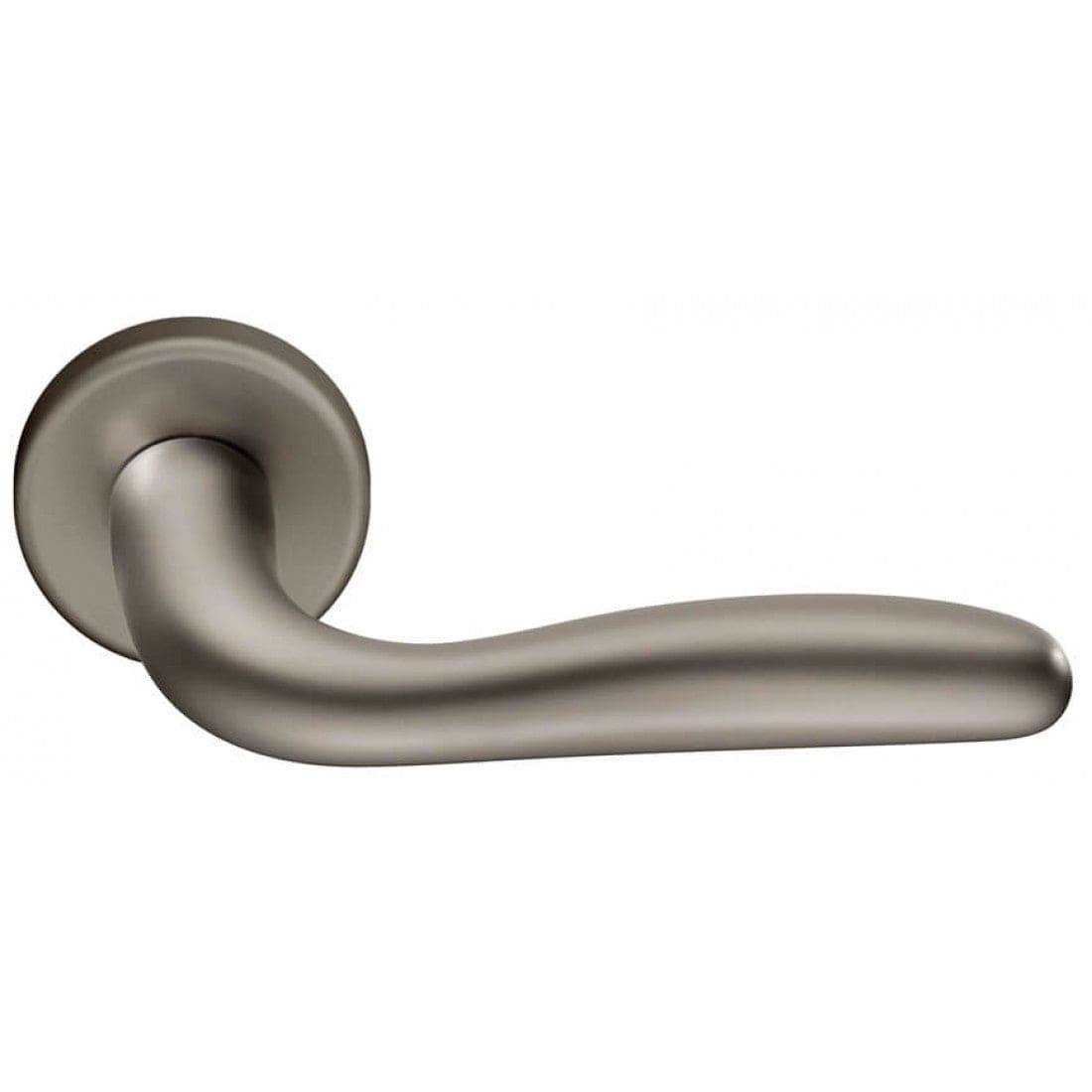 Deurklink "Geo" op rond rozet 52mm BIOV coating + CLAQ montage systeem Technosteel