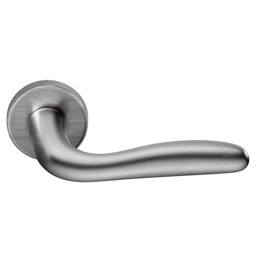 Deurklink "Geo" op rond rozet 52mm BIOV coating + CLAQ montage systeem Technosteel